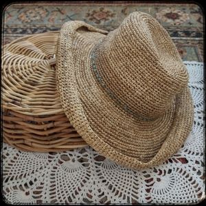 Cute, Natural Fiber, Garden Hat with Green Adventurine Beads